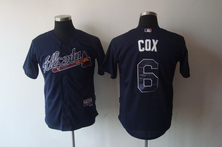 Braves #6 Bobby Cox Blue Stitched MLB Jersey - Click Image to Close
